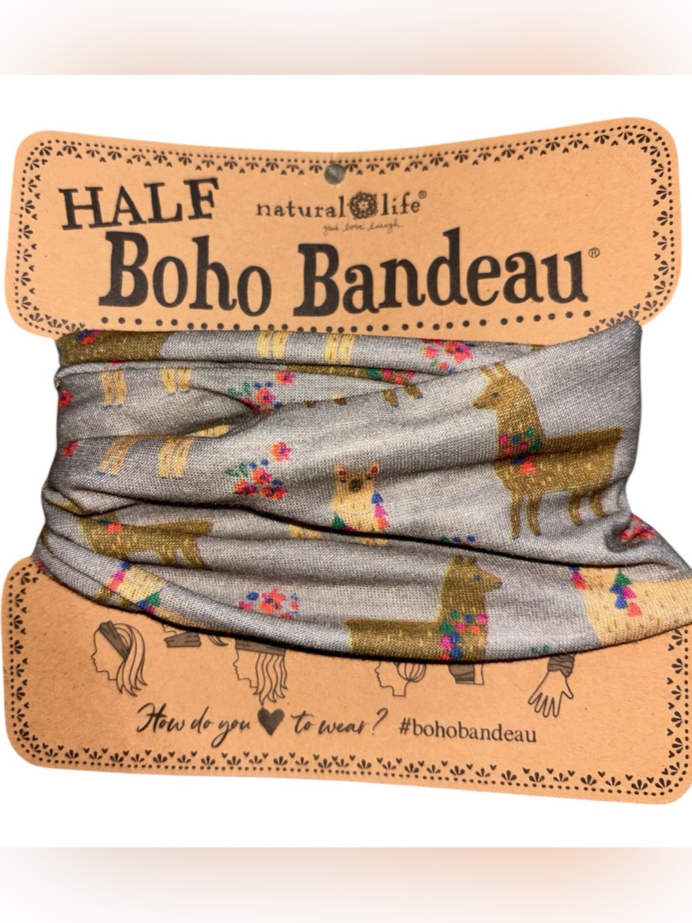 Natural Life boho bandeau llama print headband